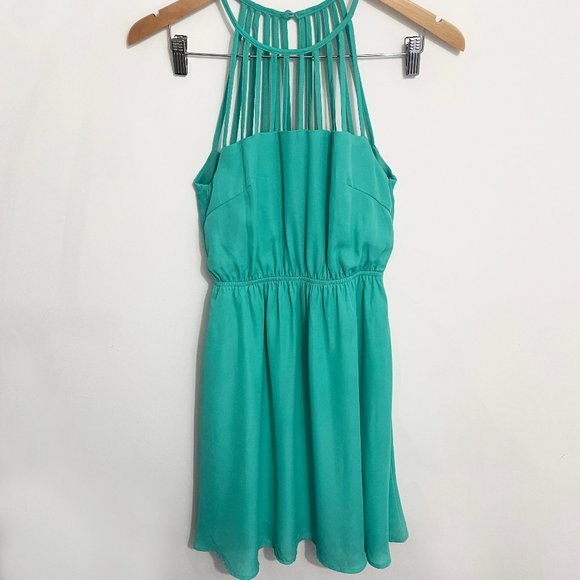 Ya Los Angeles Teal Strappy Dress - Picture 1 of 5